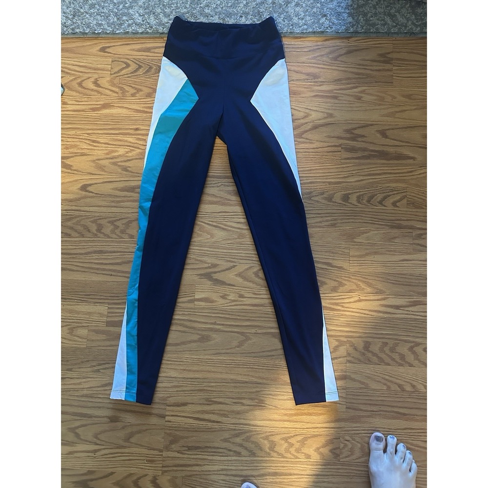 Zarely Dancers Leggings XS Blue White With Stripe  Stretch Comfort